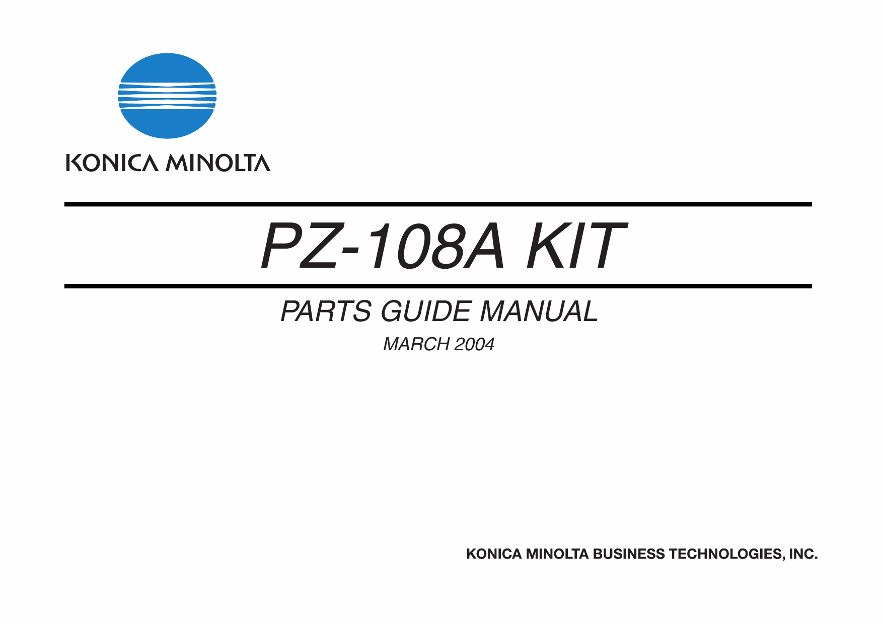 Konica-Minolta Options PZ-108A Parts Manual-1